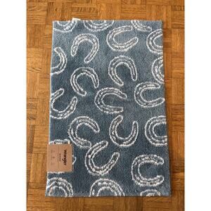Wrangler Blue Horseshoe Bathmat Bathroom Rug Floor Mat Cowboy Cowgirl Western